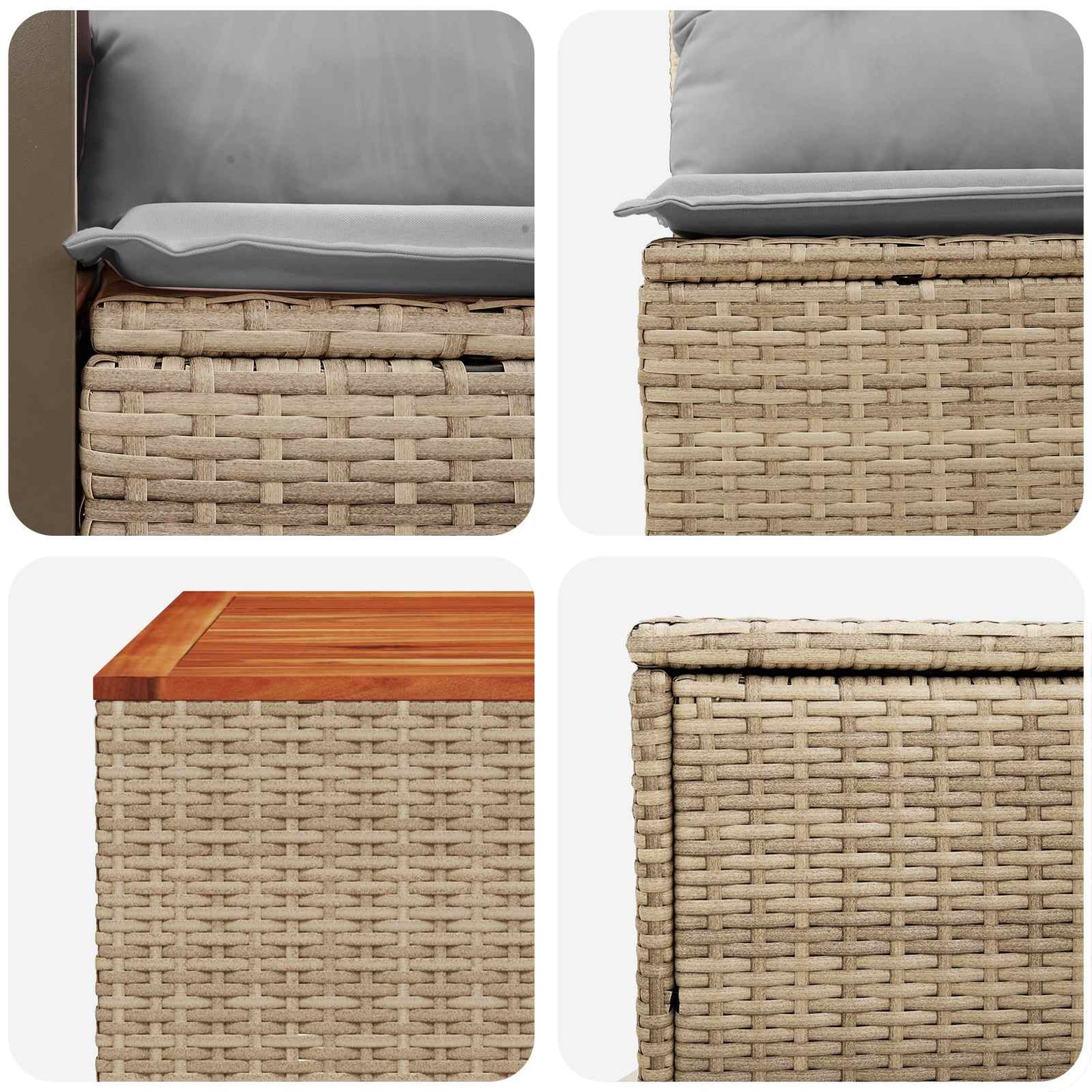 Sofa Set 8 stk. Beige und Hellgrau Polyrattan und Stahl