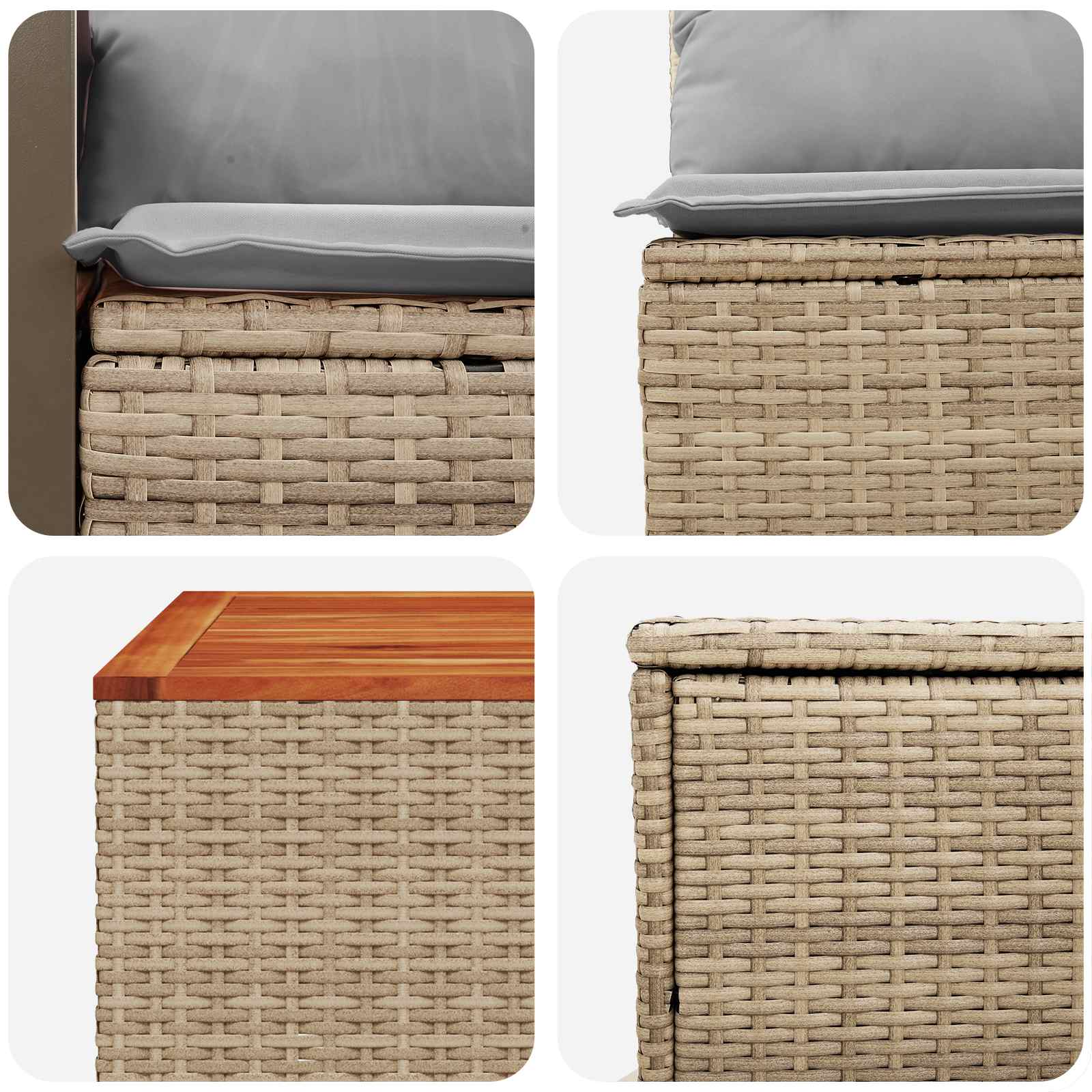 Sofa Set 8 stk. Beige und Hellgrau Polyrattan und Stahl