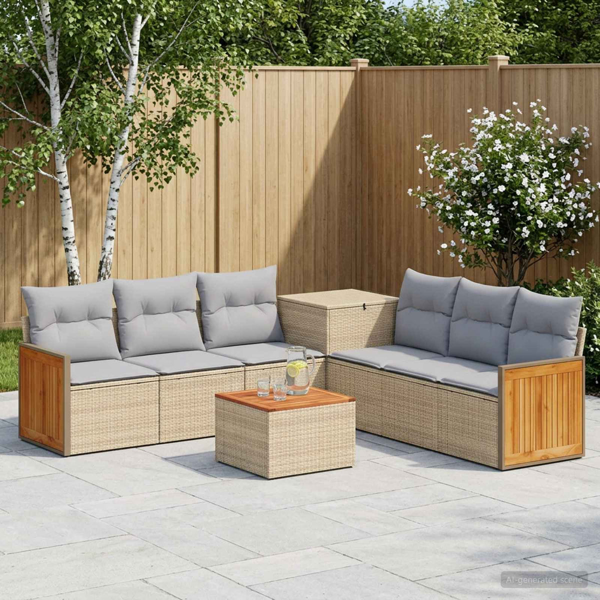 Sofa Set 8 stk. Beige und Hellgrau 55 x 55 x 37 cm