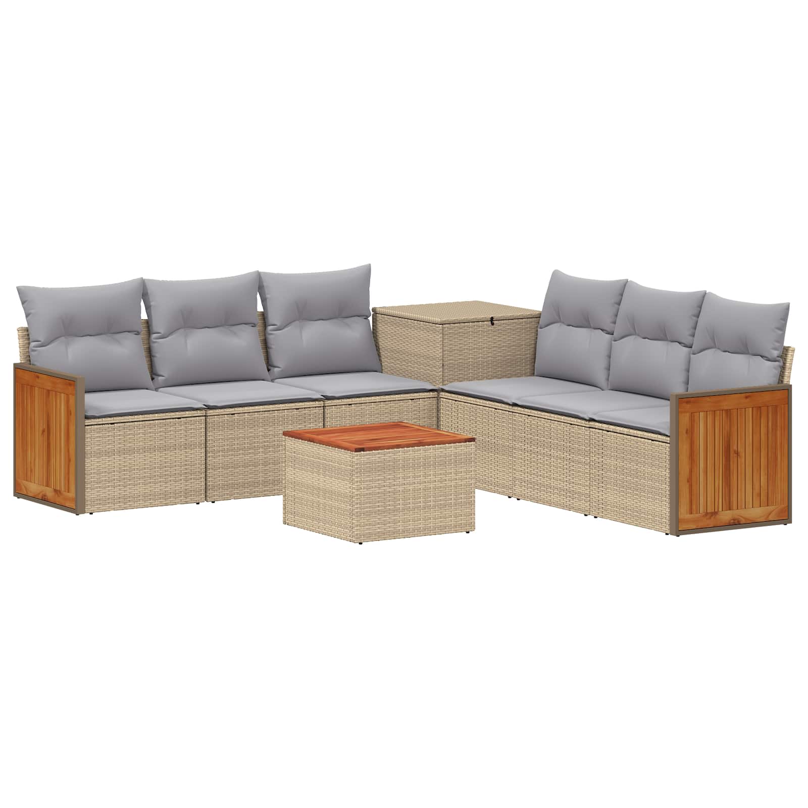 Sofa Set 8 stk. Beige und Hellgrau Polyrattan und Stahl