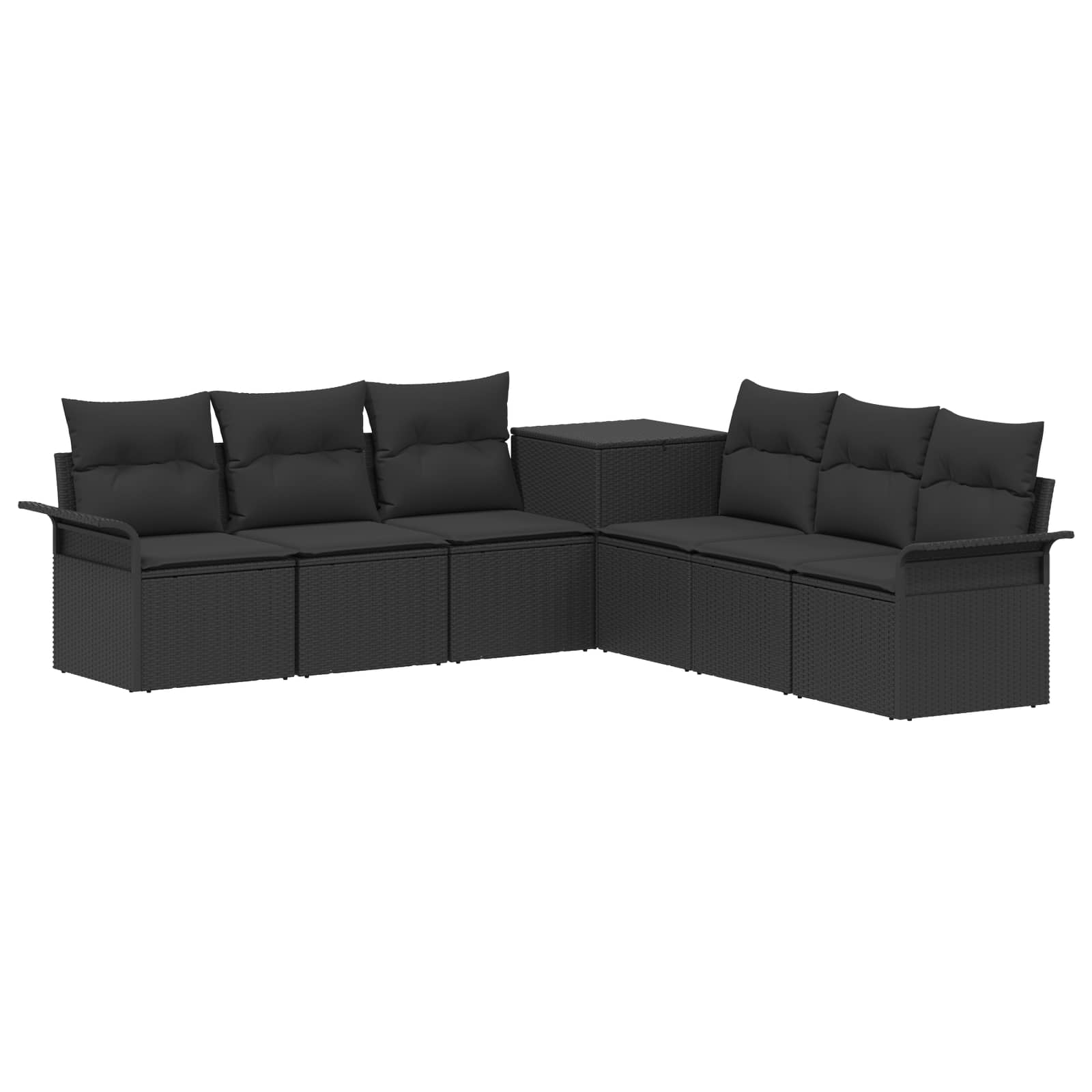 Sofa Set 7 stk. Schwarz Polyrattan und Stahl
