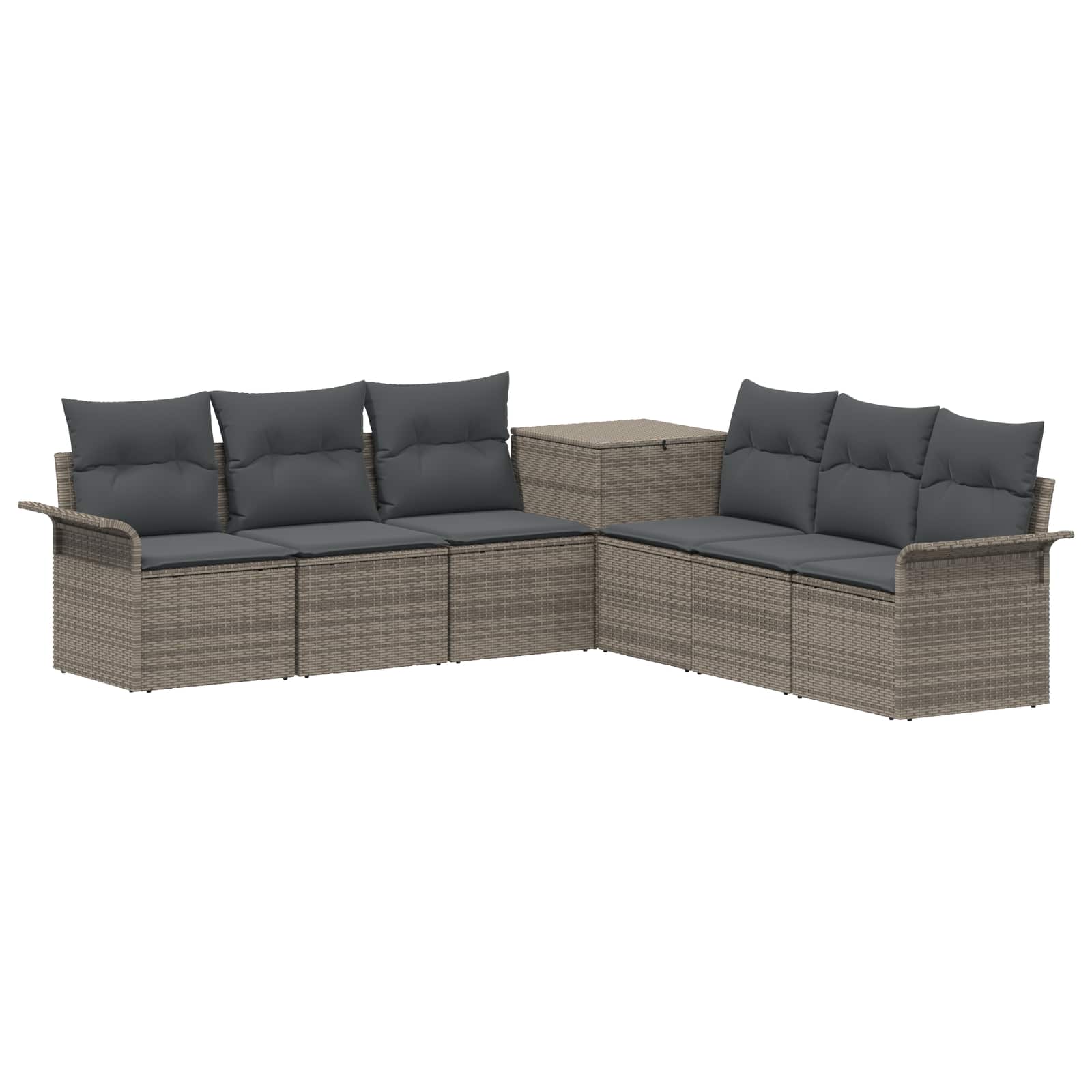 Sofa Set 7 stk. Grau und Dunkelgrau Polyrattan und Stahl