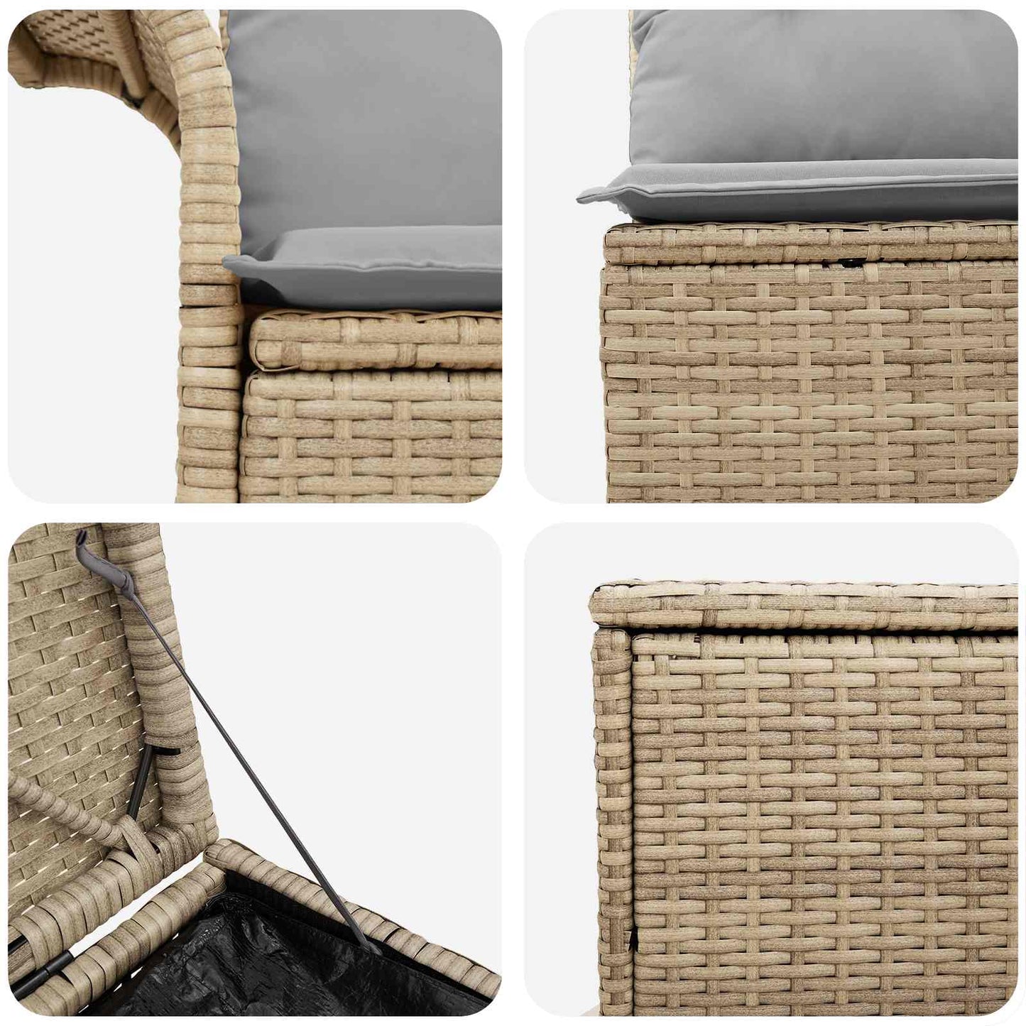 Sofa Set 7 stk. Beige und Hellgrau Polyrattan und Stahl