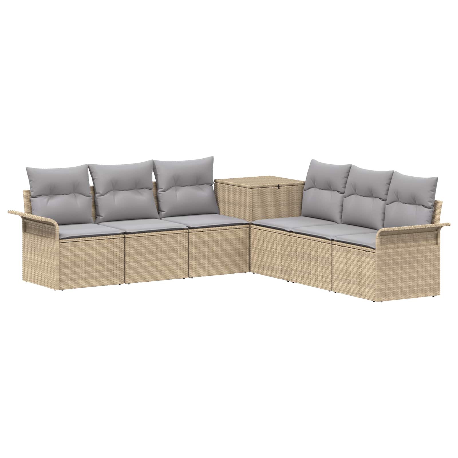 Sofa Set 7 stk. Beige und Hellgrau Polyrattan und Stahl