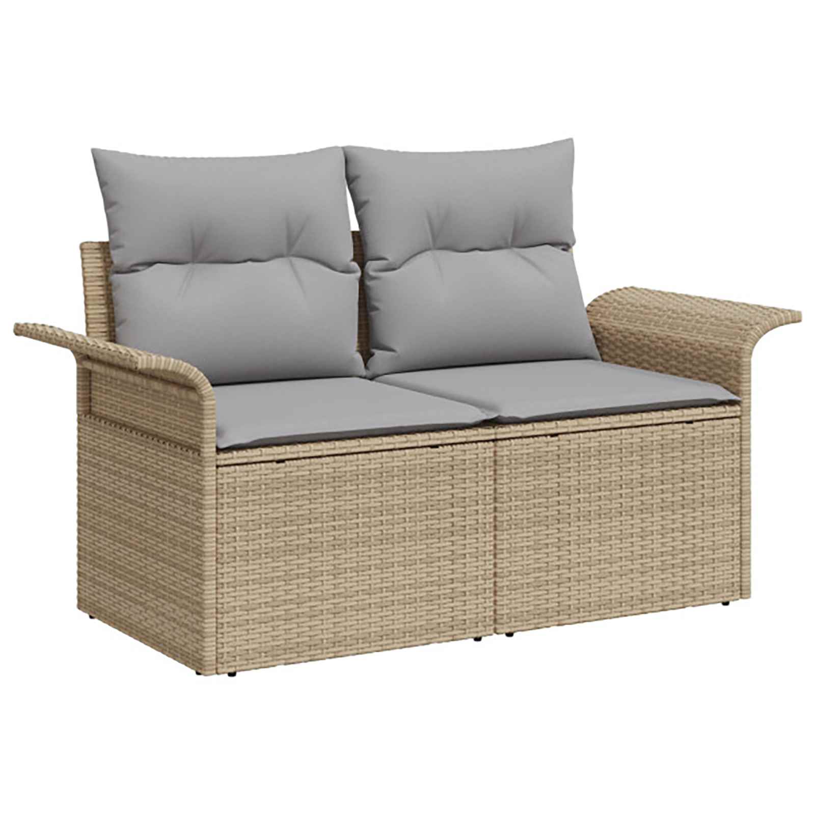 Sofa Set 7 stk. Beige und Hellgrau Polyrattan und Stahl