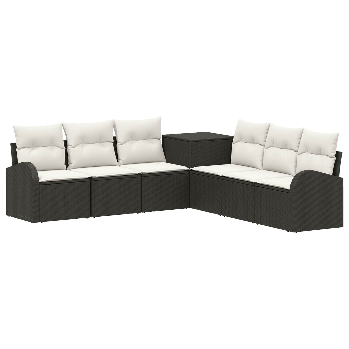 Sofa Set 7 stk. Schwarz und Cremeweiß Polyrattan und Stahl