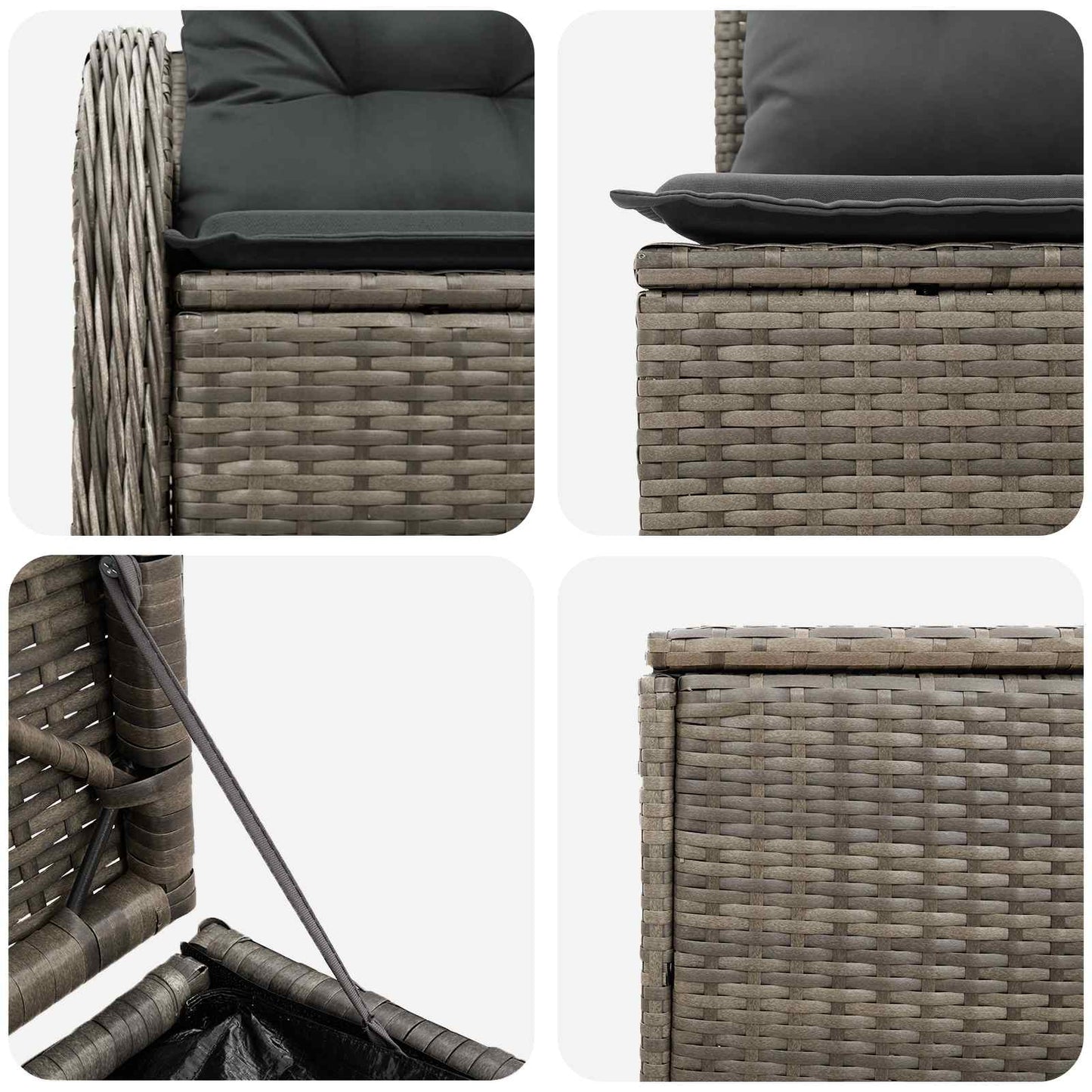 Sofa Set 7 stk. Grau und Dunkelgrau Polyrattan und Stahl