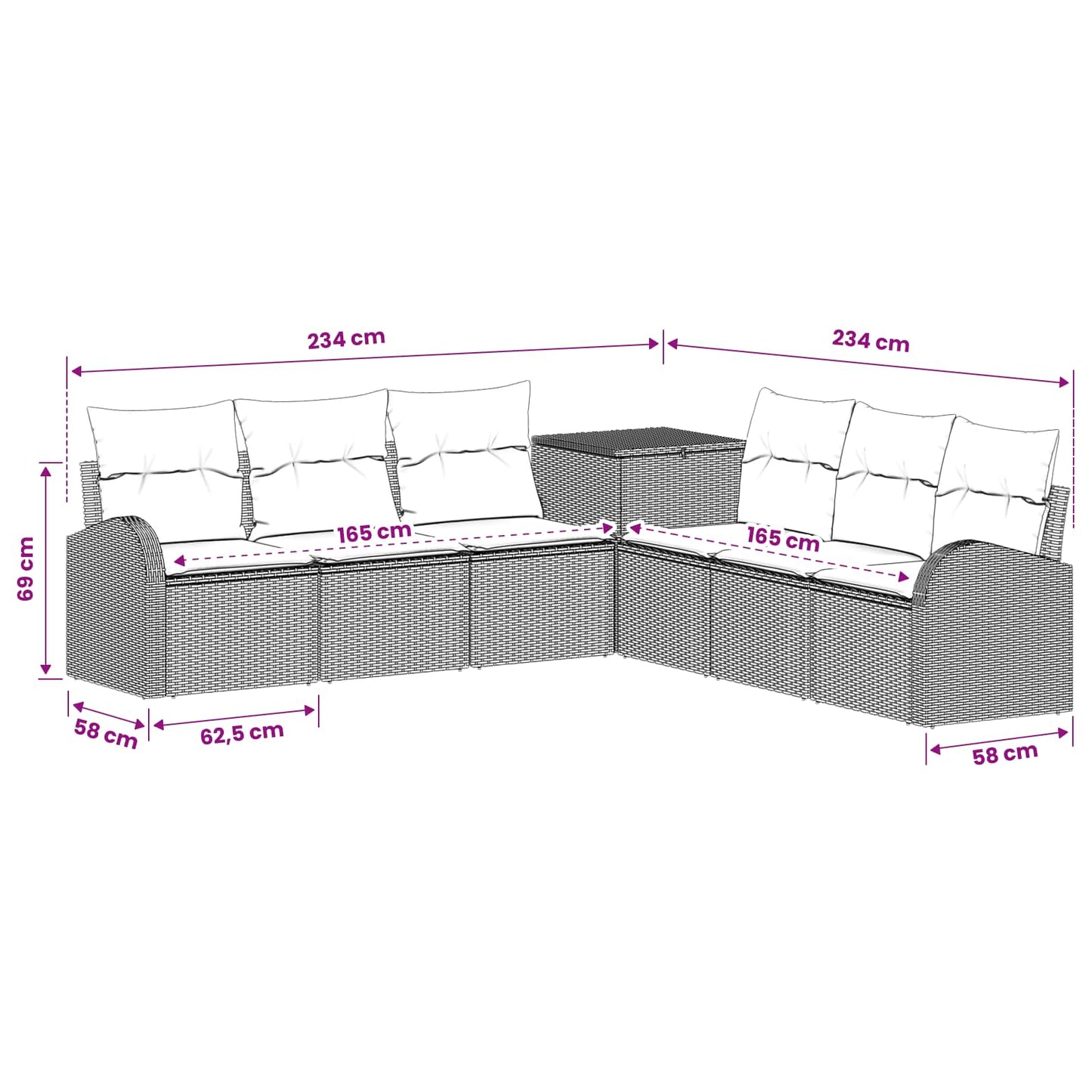 Sofa Set 7 stk. Grau und Dunkelgrau Polyrattan und Stahl