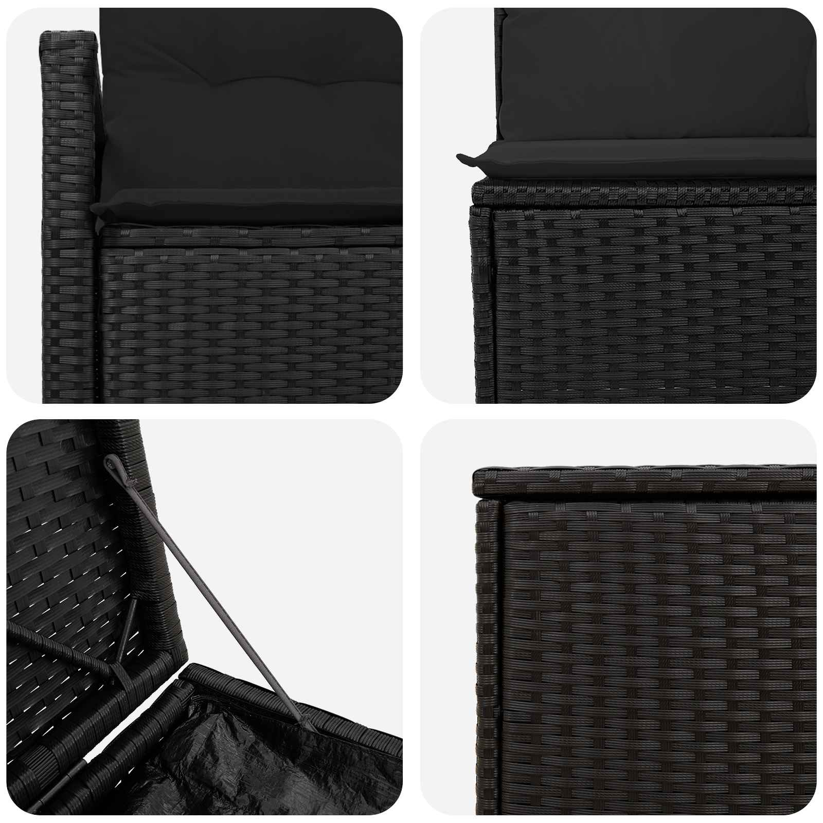 Sofa Set 7 stk. Schwarz Polyrattan und Stahl