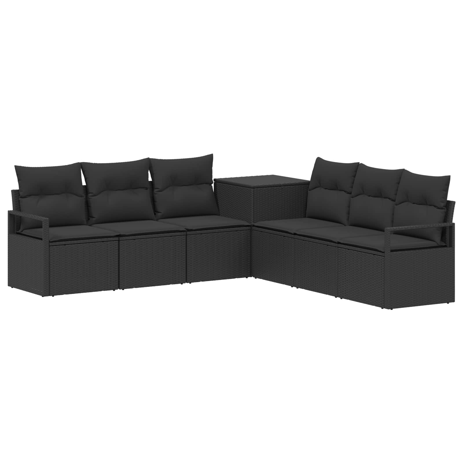Sofa Set 7 stk. Schwarz Polyrattan und Stahl
