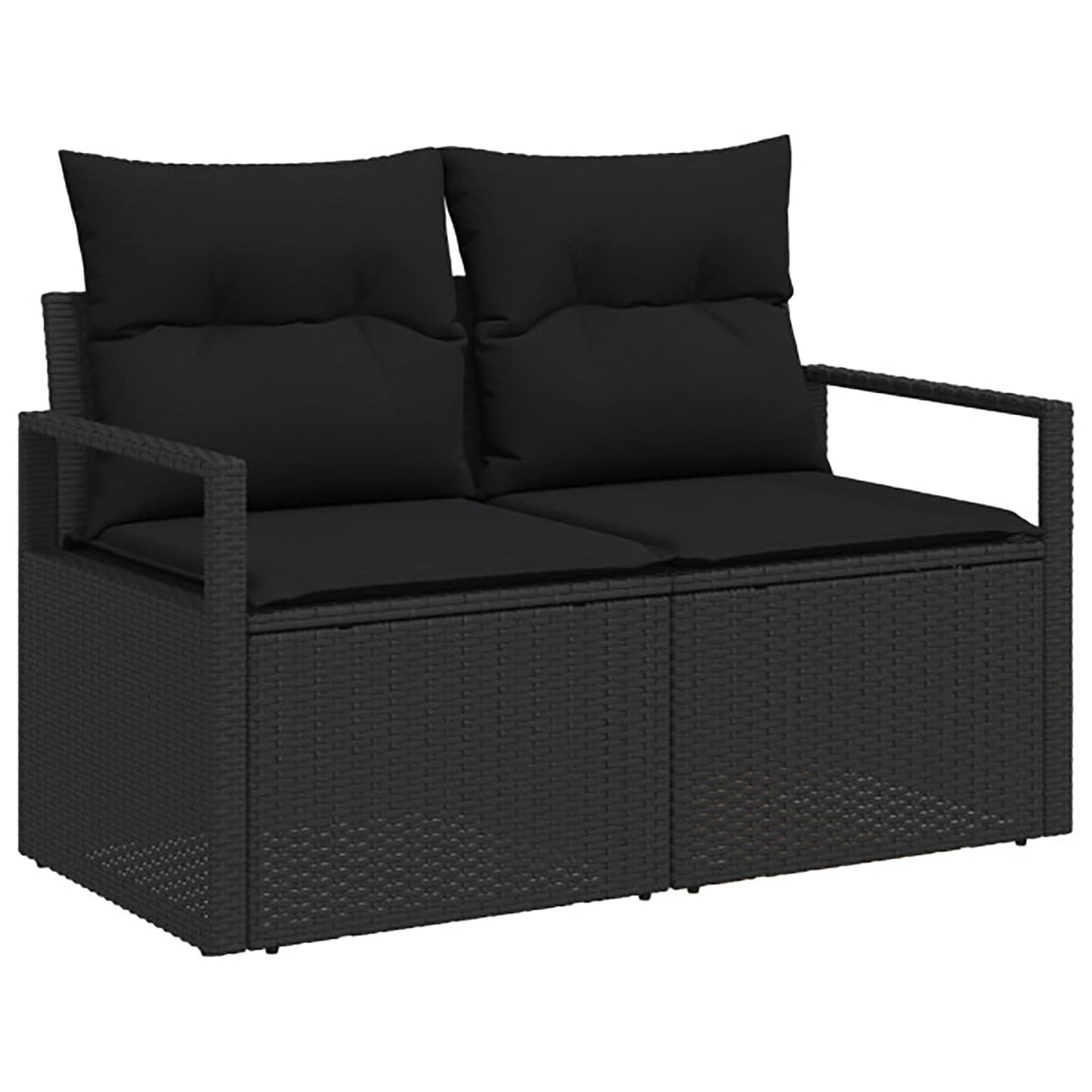 Sofa Set 7 stk. Schwarz Polyrattan und Stahl