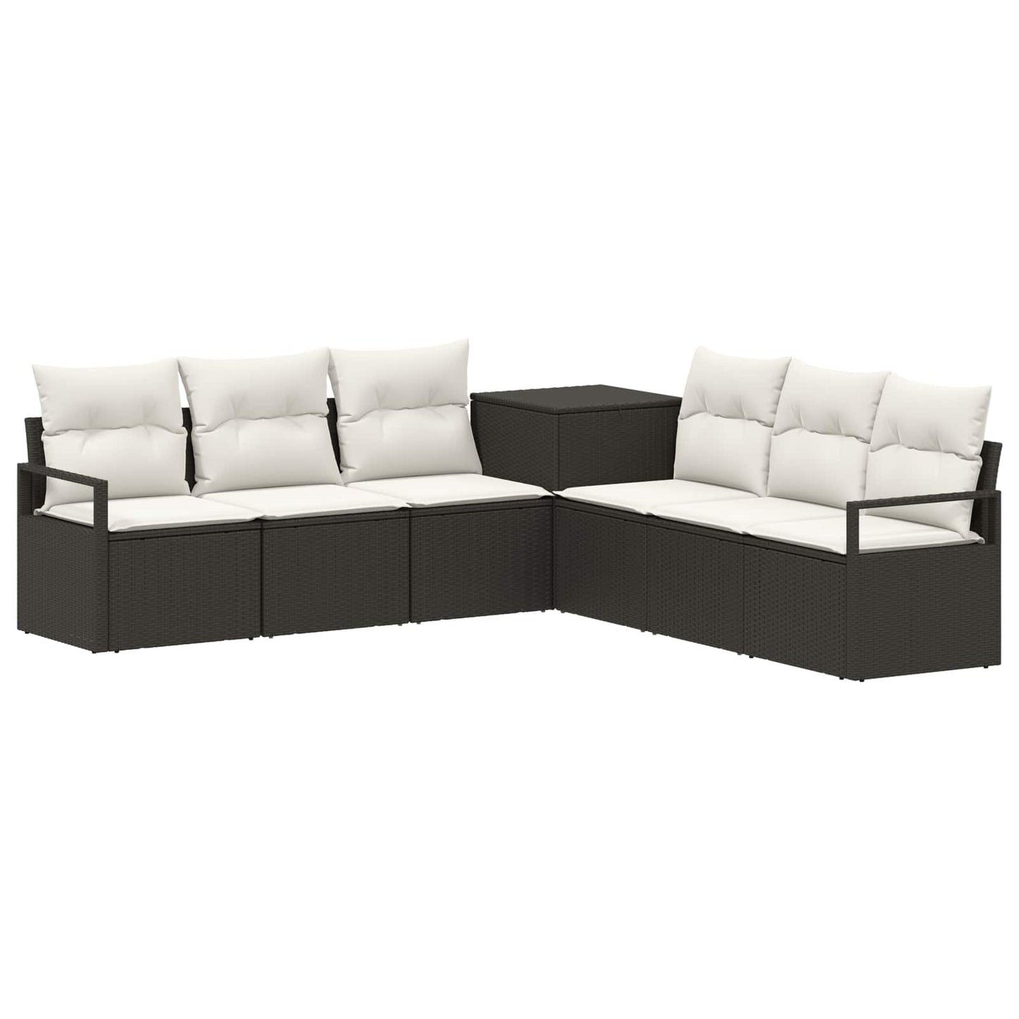 Sofa Set 7 stk. Schwarz und Cremeweiß Polyrattan und Stahl