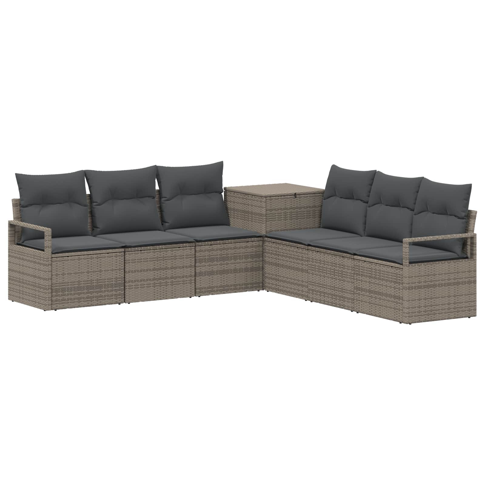 Sofa Set 7 stk. Grau und Dunkelgrau Polyrattan und Stahl