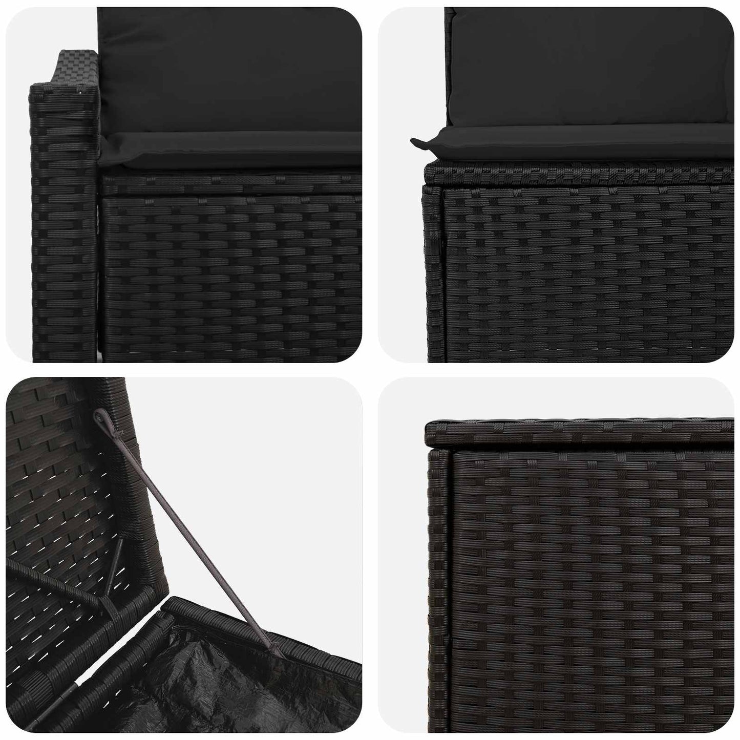 Sofa Set 7 stk. Schwarz Polyrattan und Stahl