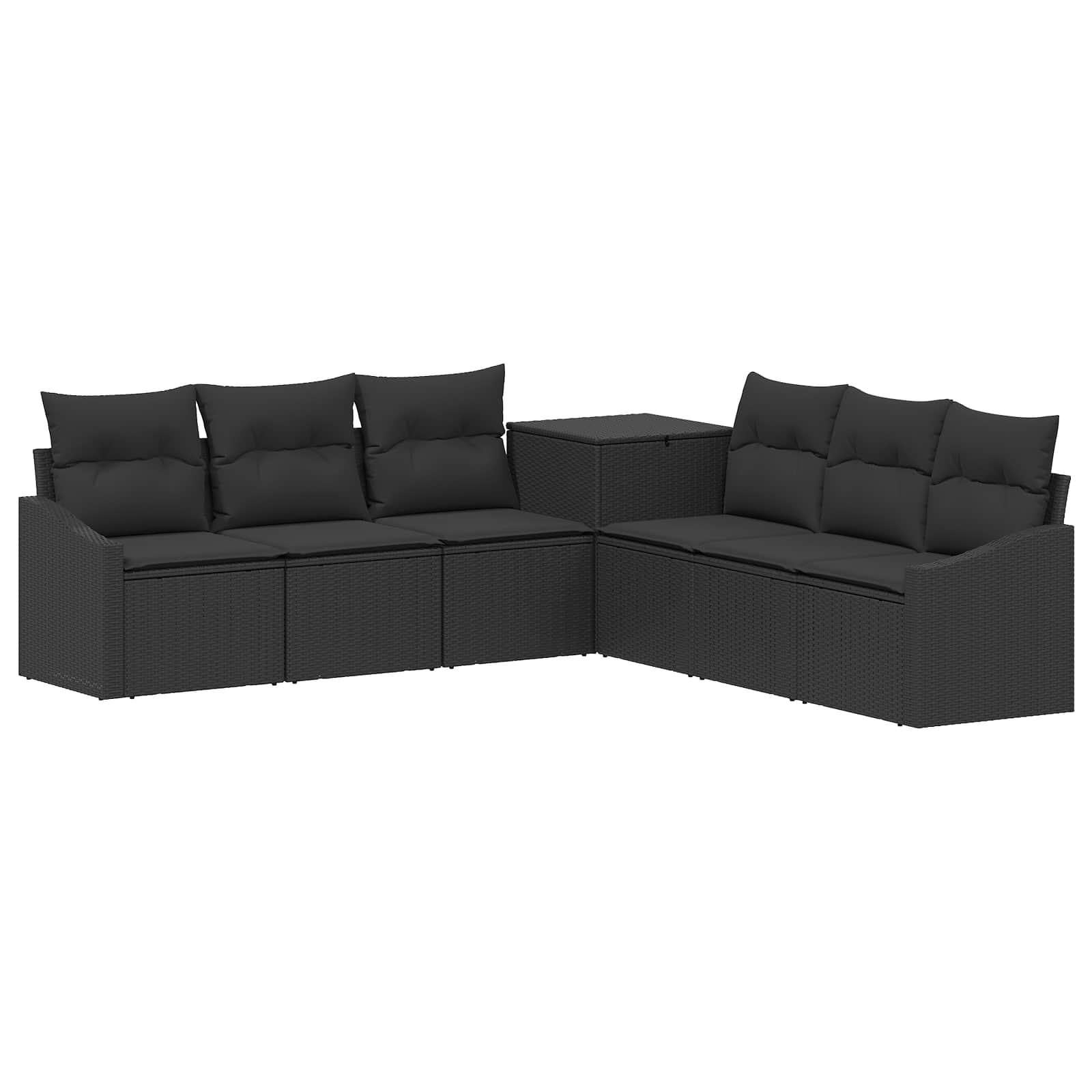 Sofa Set 7 stk. Schwarz Polyrattan und Stahl