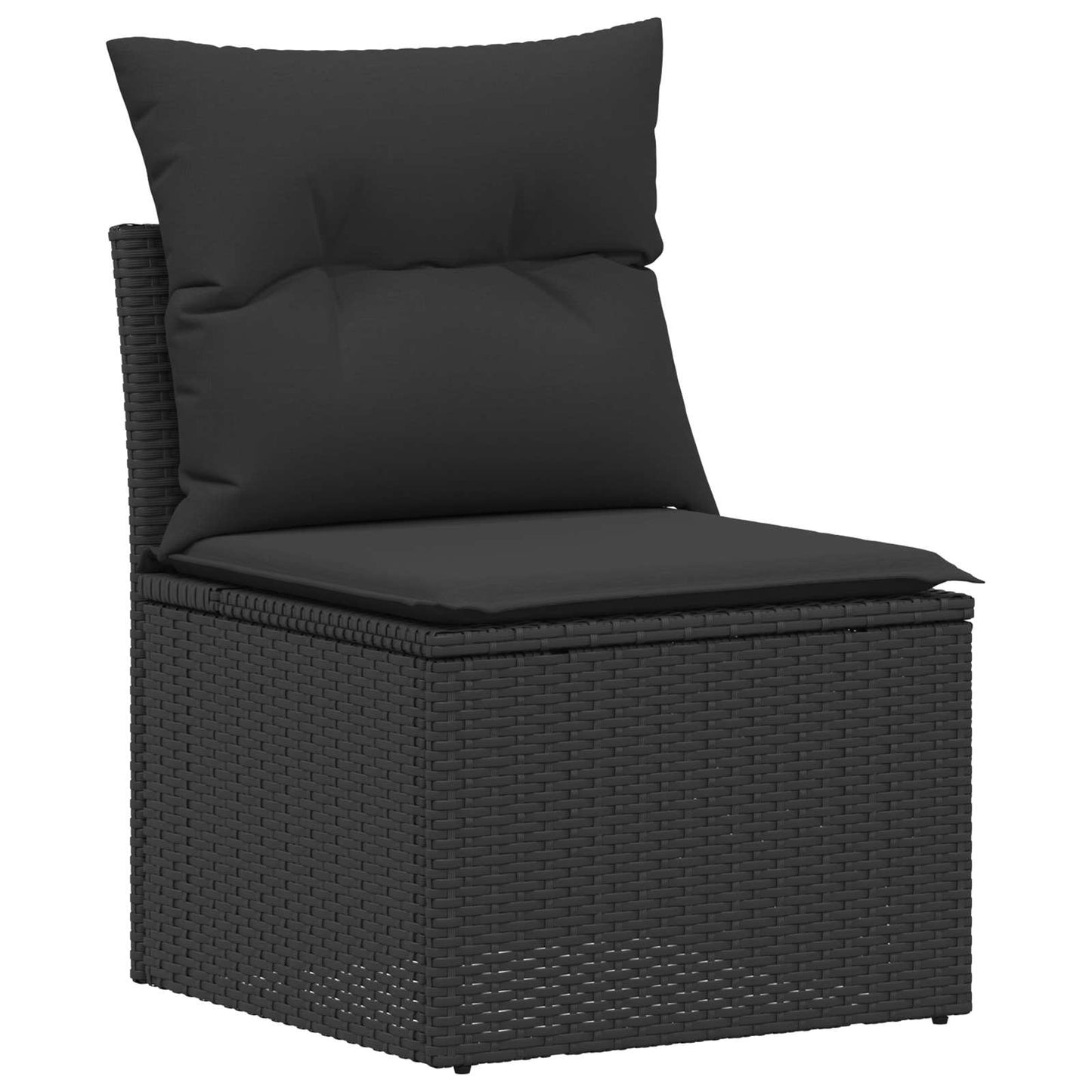 Sofa Set 7 stk. Schwarz Polyrattan und Stahl