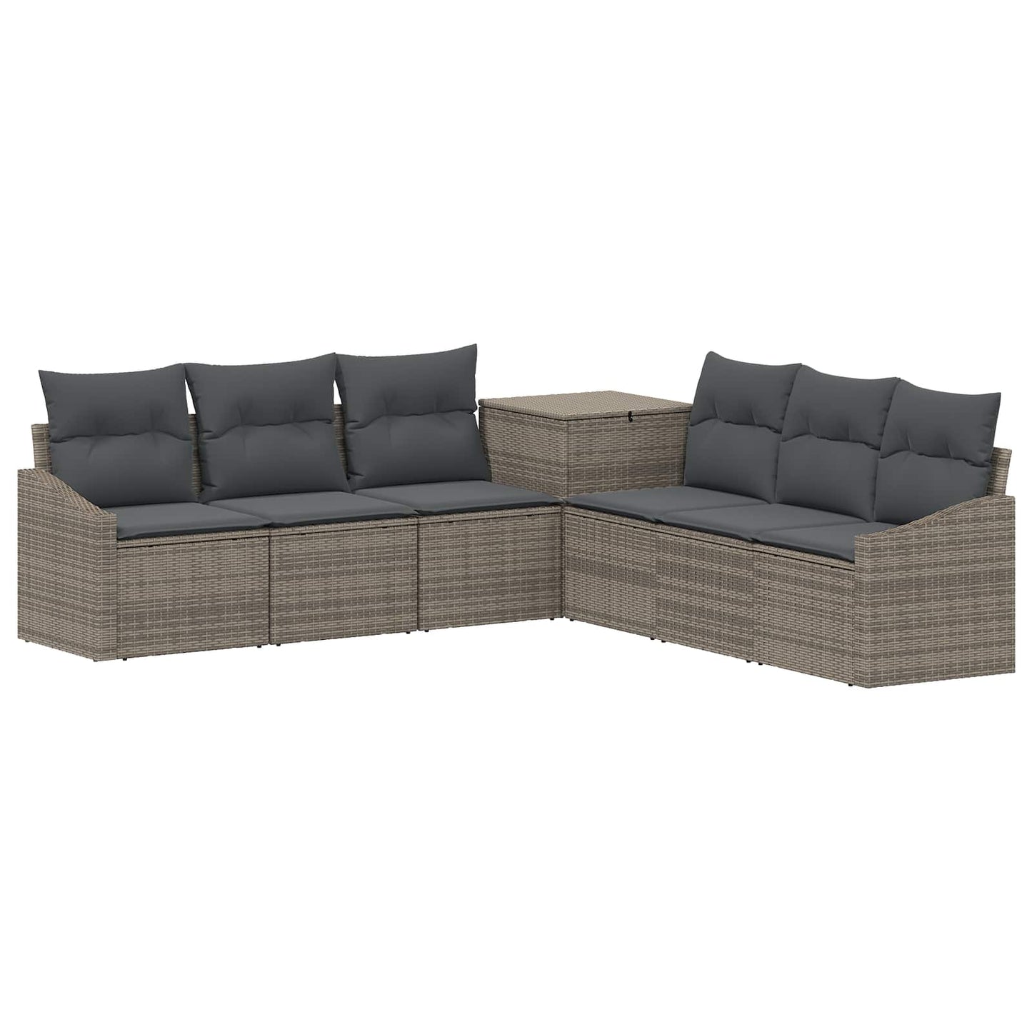 Sofa Set 7 pcs Grau und Dunkelgrau Polyrattan und Stahl