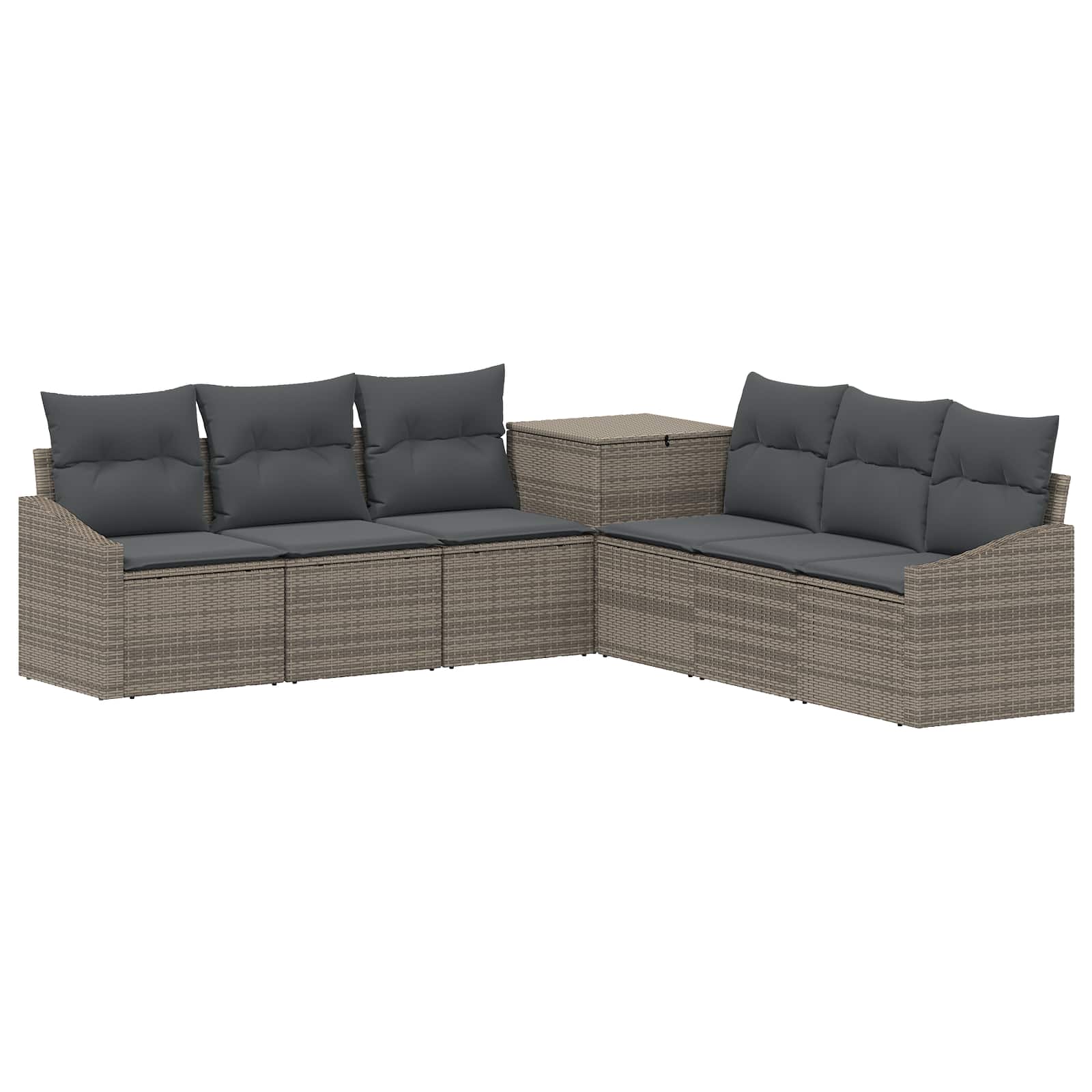Sofa Set 7 pcs Grau und Dunkelgrau Polyrattan und Stahl