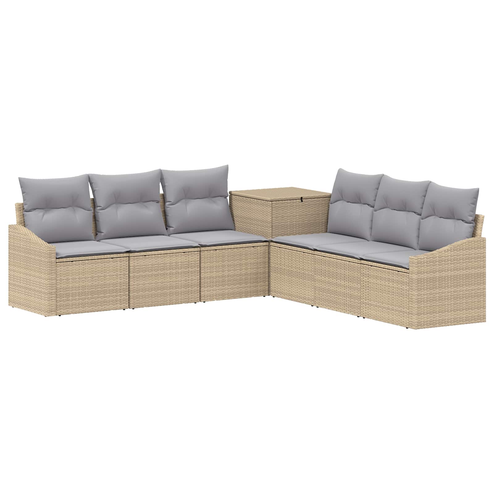 Sofa Set 7 pcs Beige und Hellgrau Polyrattan und Stahl