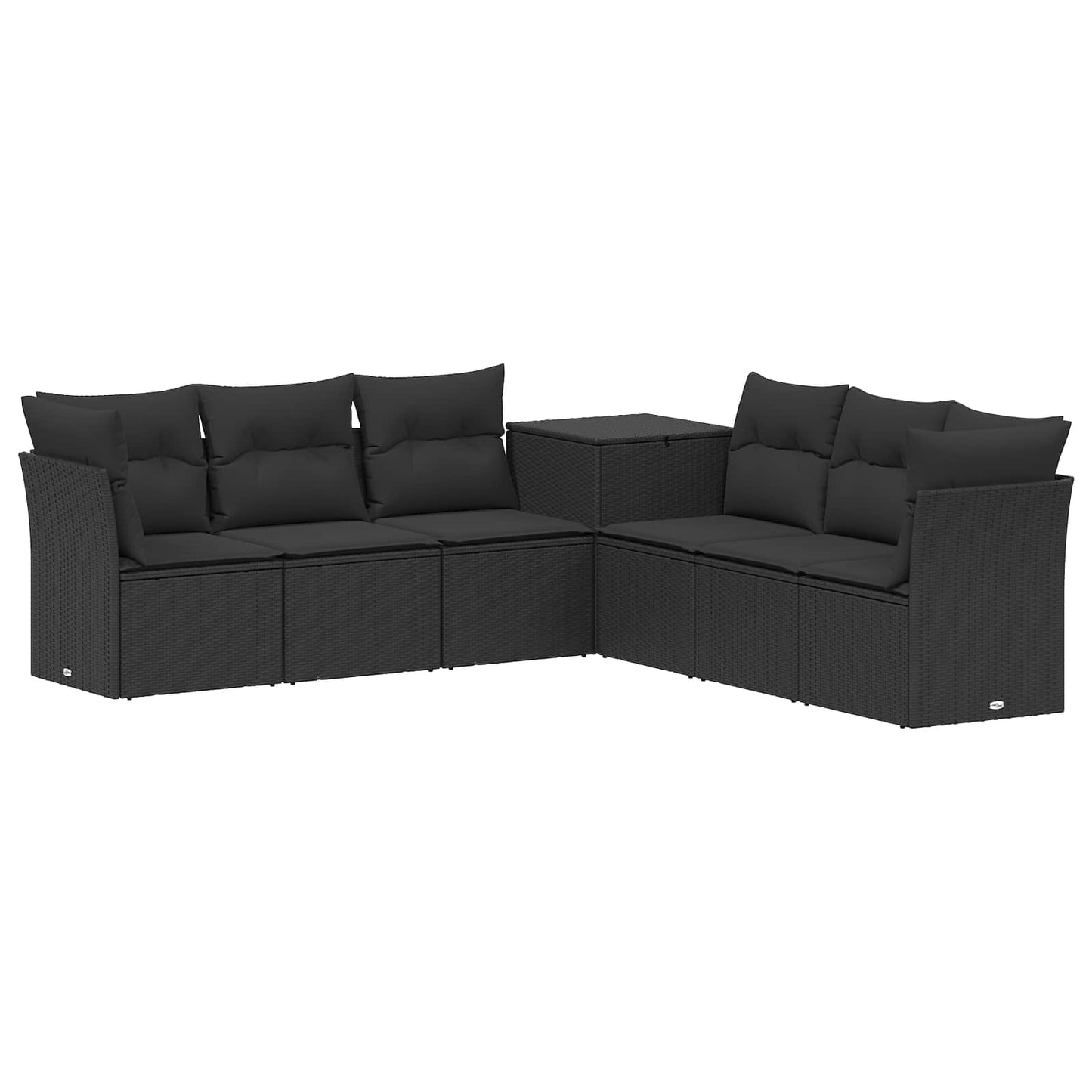 Sofa Set 7 stk. Schwarz Polyrattan und Stahl