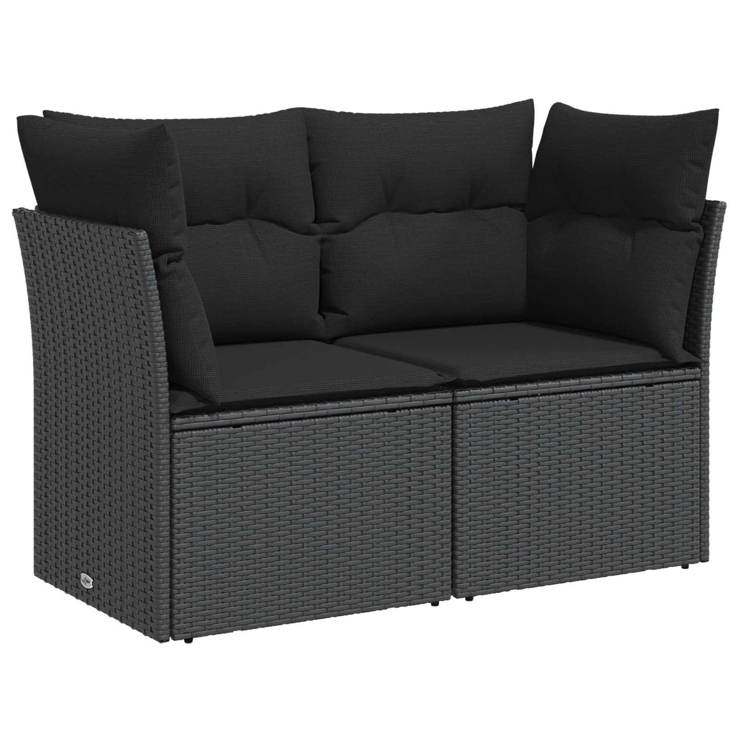 Sofa Set 7 stk. Schwarz Polyrattan und Stahl