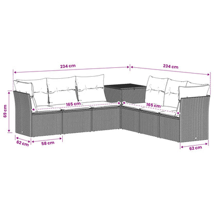 Sofa Set 7 stk. Schwarz und Blau 234 x 234 x 85 cm