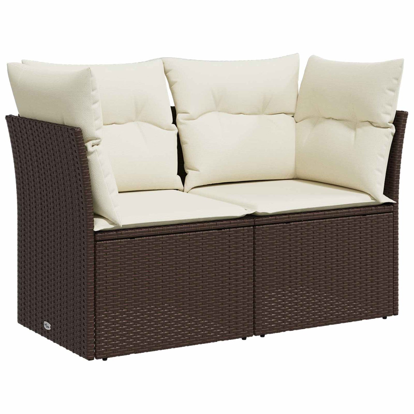 Sofa Set 7 pcs Braun und Creme Weiß Polyrattan und Stahl