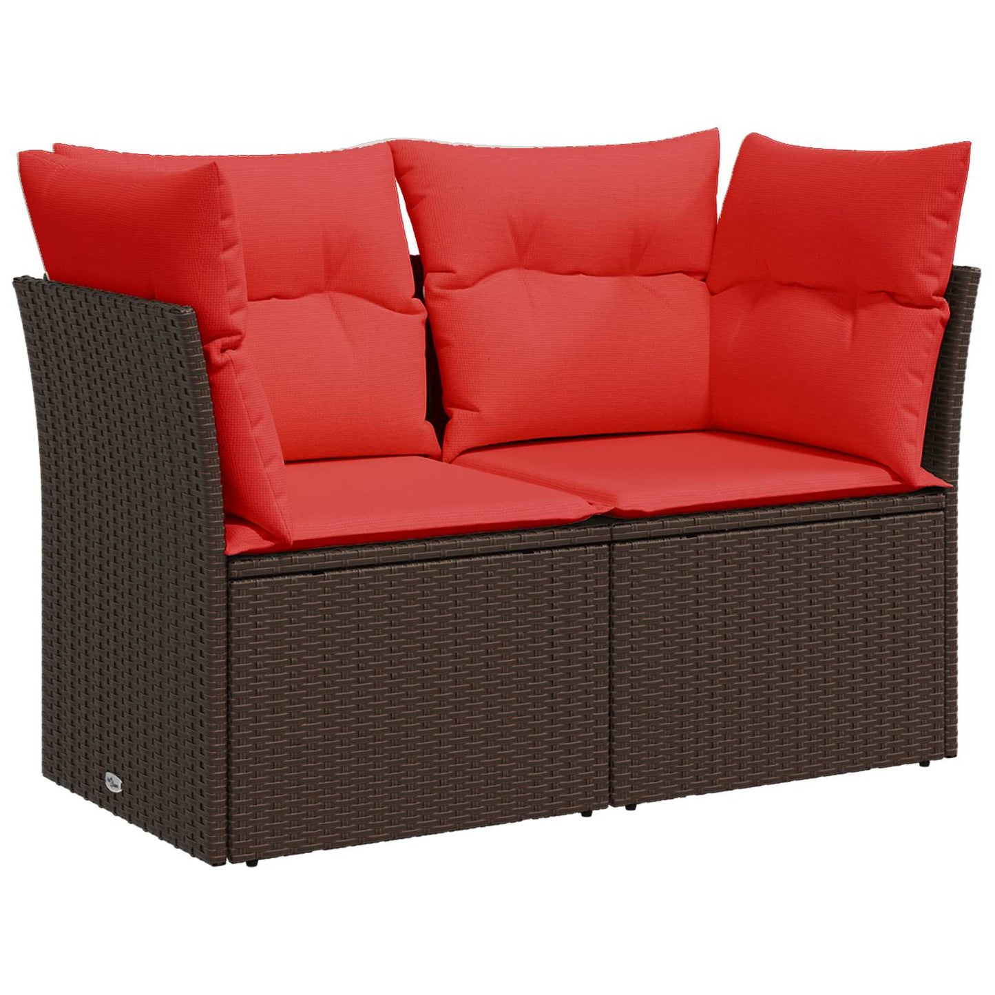 Sofa Set 7 pcs Braun und Rot Polyrattan und Stahl