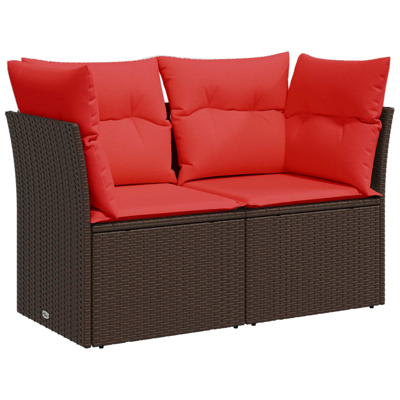 Sofa Set 7 pcs Braun und Rot Polyrattan und Stahl