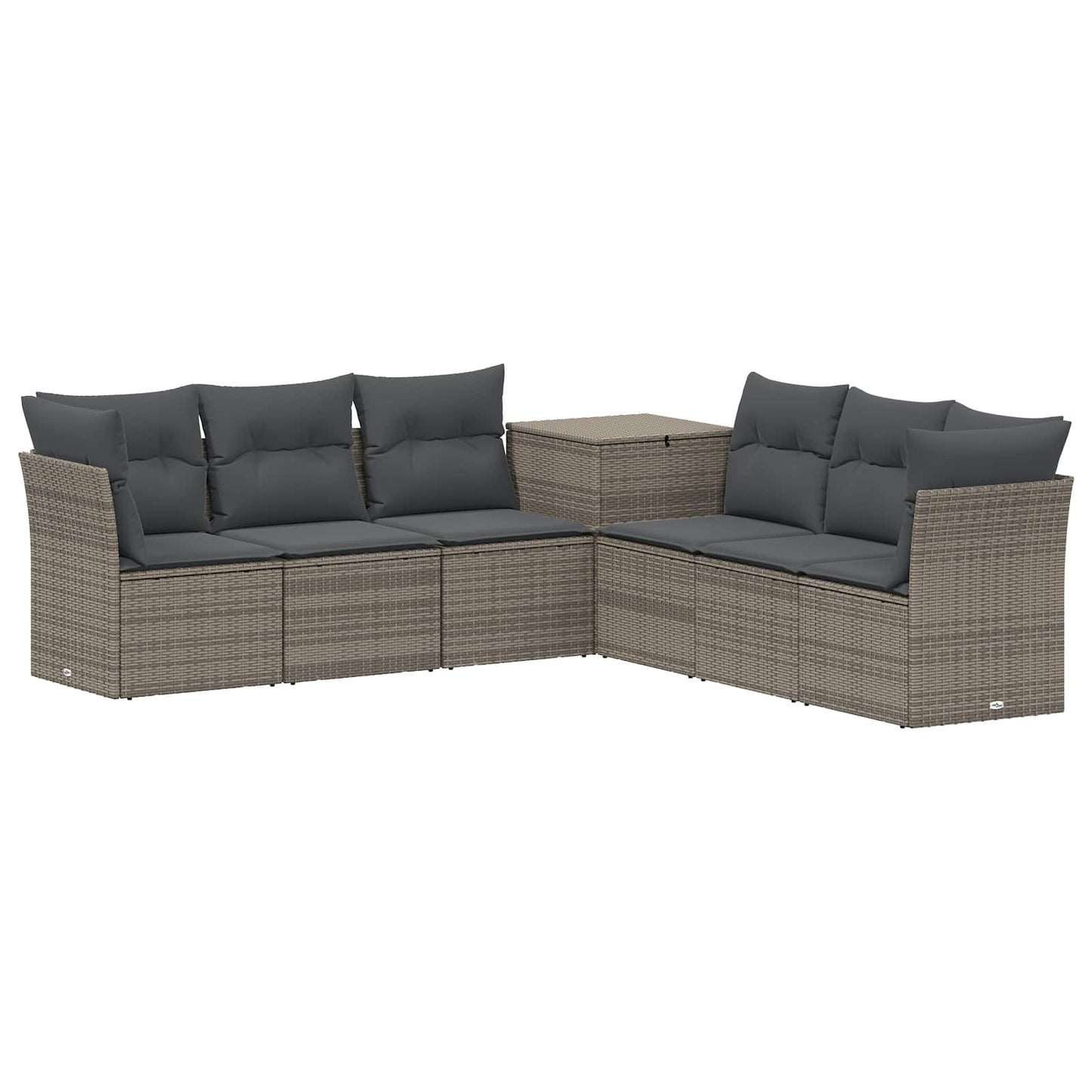 Sofa Set 7 pcs Grau und Dunkelgrau Polyrattan und Stahl