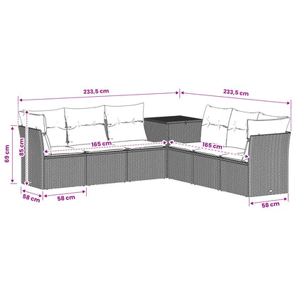 Sofa Set 7 stk. Grau und Marineblau 234 x 234 x 85 cm