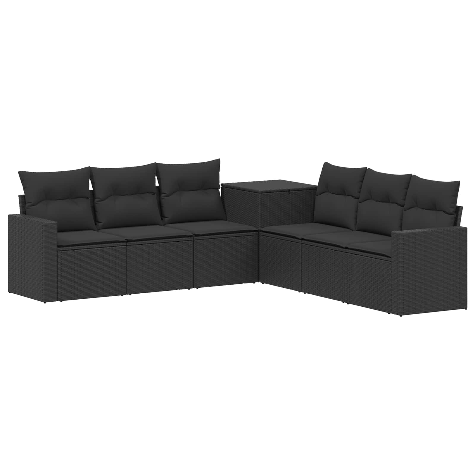 Sofa Set 7 stk. Schwarz Polyrattan und Stahl