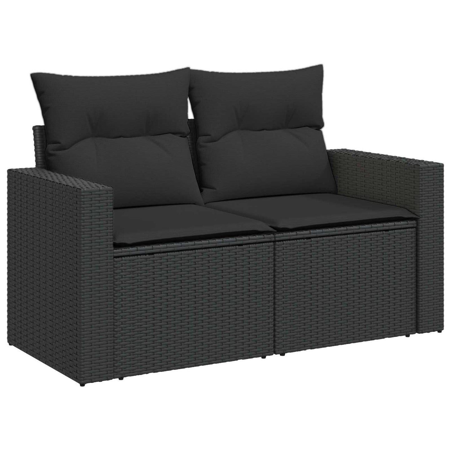 Sofa Set 7 stk. Schwarz Polyrattan und Stahl