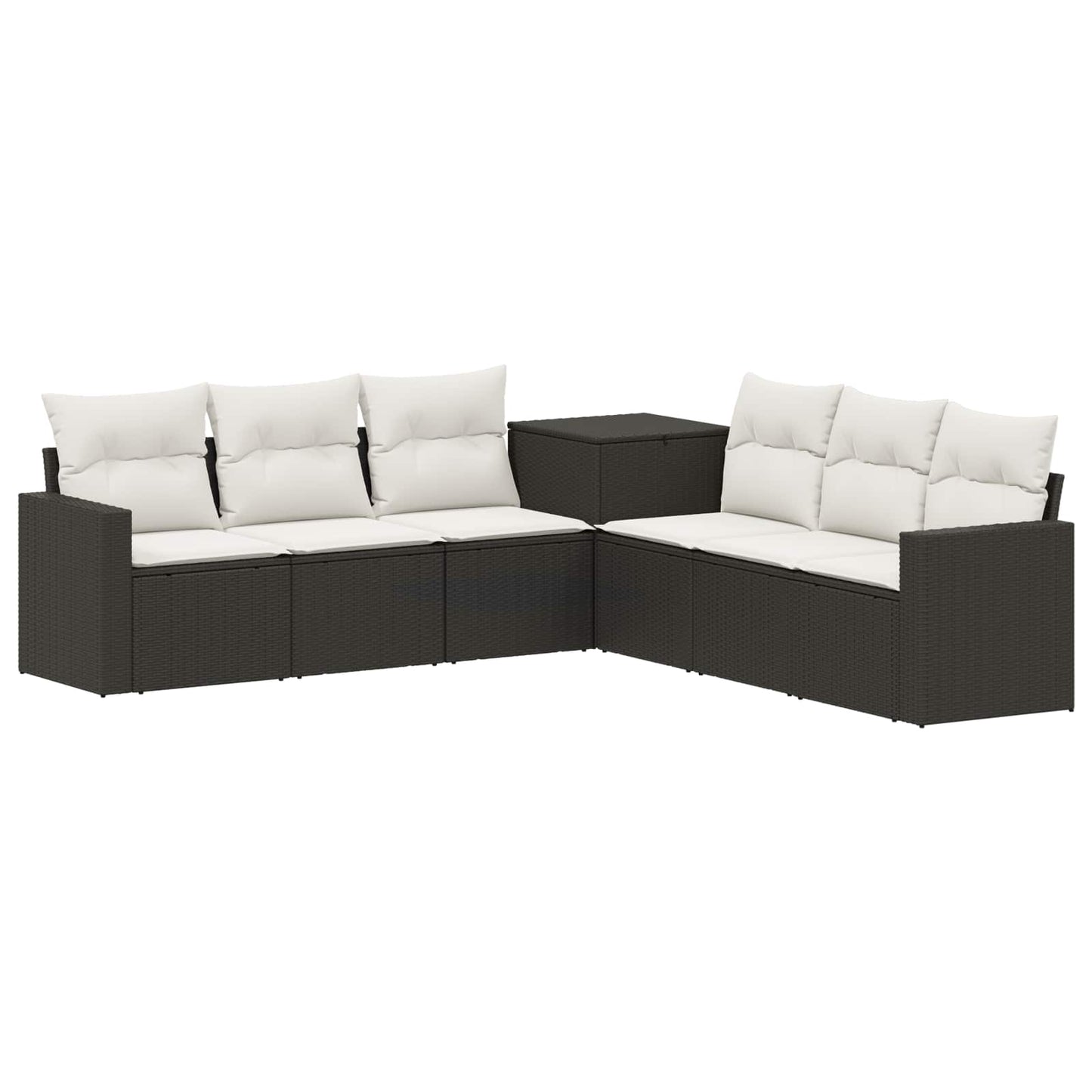 Sofa Set 7 pcs Schwarz und Cremeweiß Polyrattan und Stahl