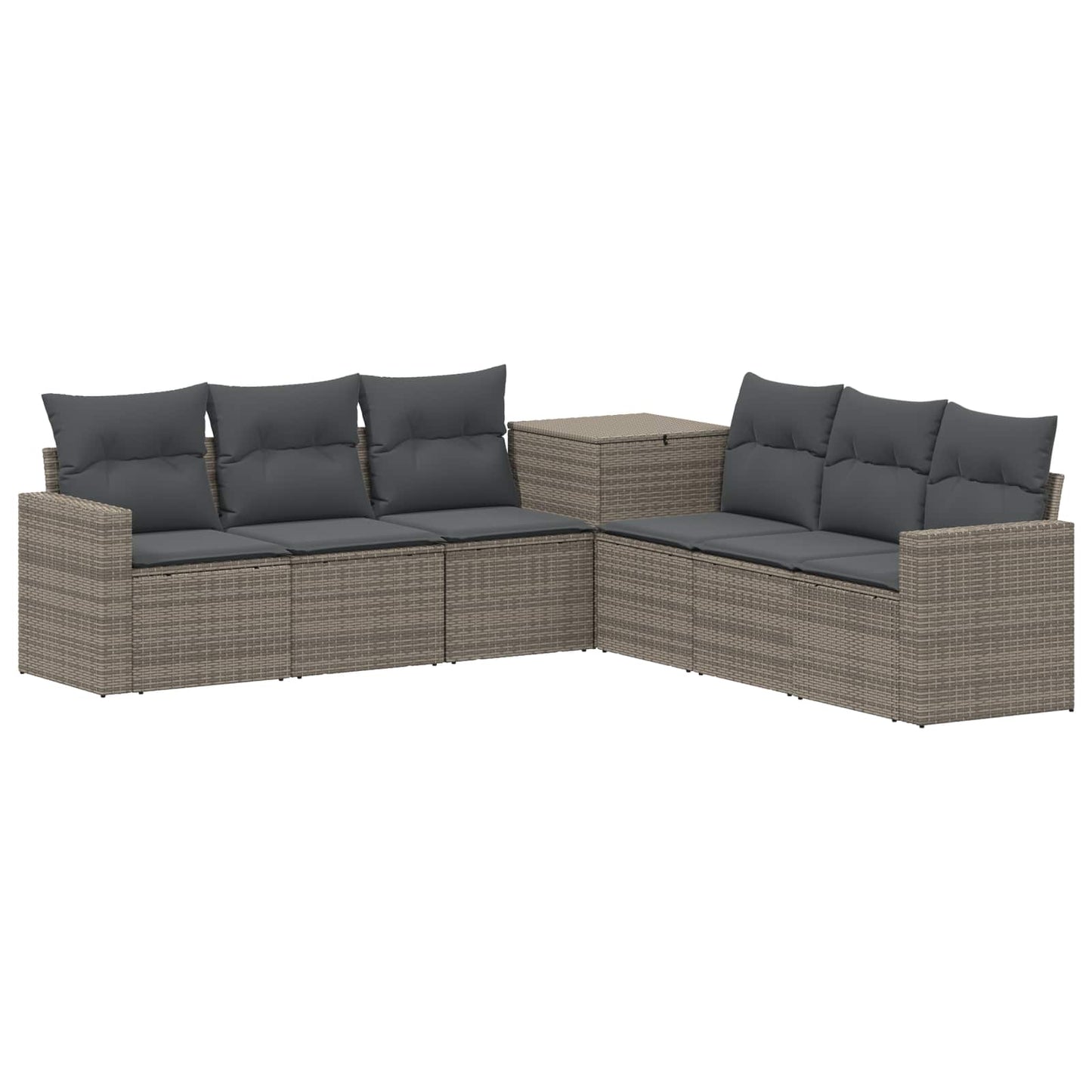 Sofa Set 7 pcs Grau und Dunkelgrau Polyrattan und Stahl