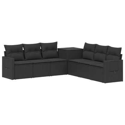 Sofa Set 7 stk. Schwarz 234 x 234 x 85 cm Polyrattan und Stahl