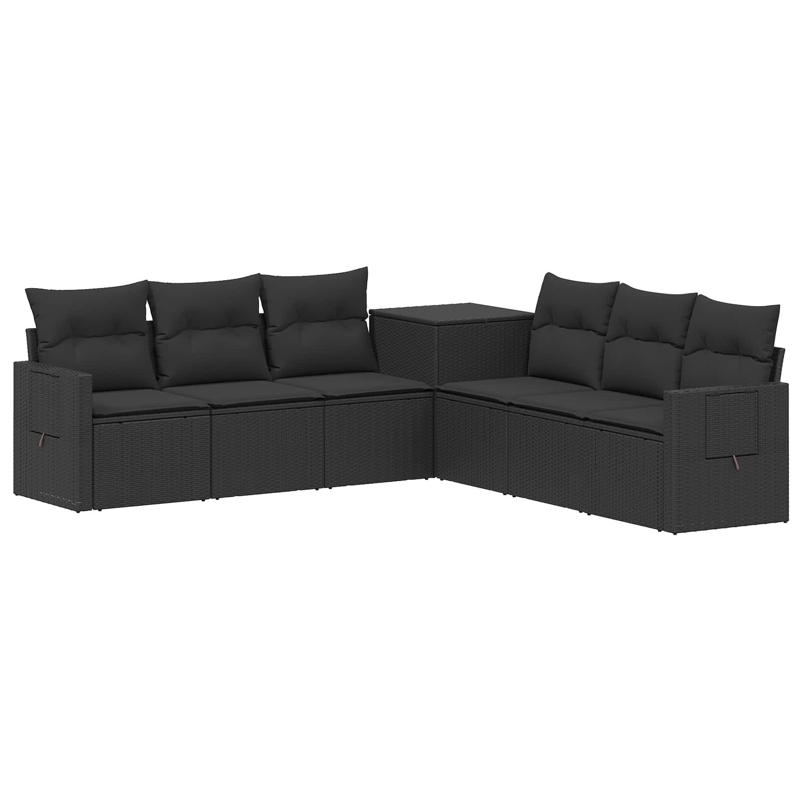 Sofa Set 7 stk. Schwarz Polyrattan und Stahl