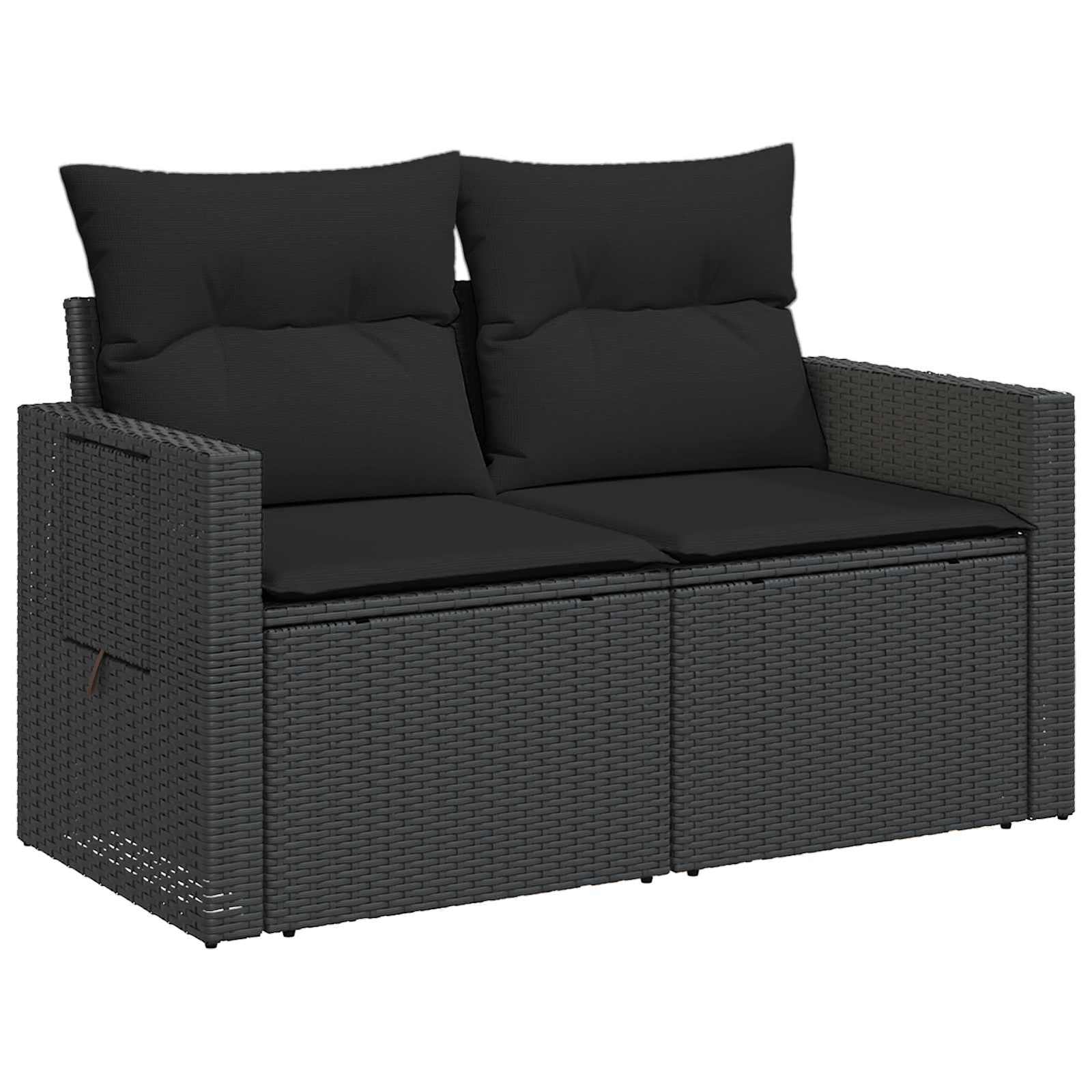 Sofa Set 7 stk. Schwarz Polyrattan und Stahl