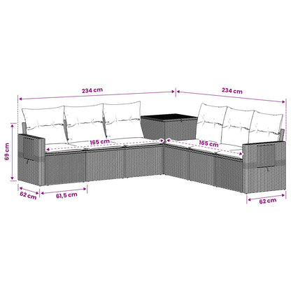 Sofa Set 7 stk. Schwarz 234 x 234 x 85 cm Polyrattan und Stahl