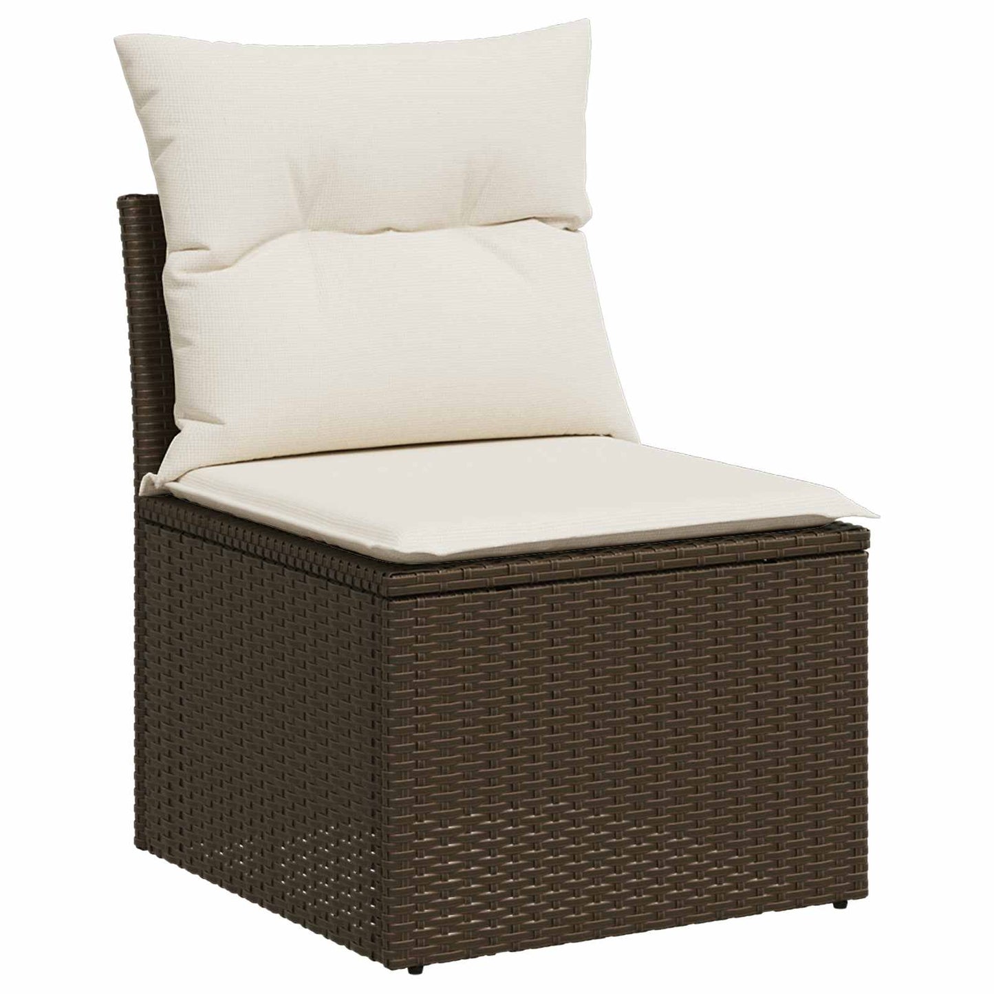 Sofa Set 7 pcs Braun und Creme Weiß Polyrattan und Stahl