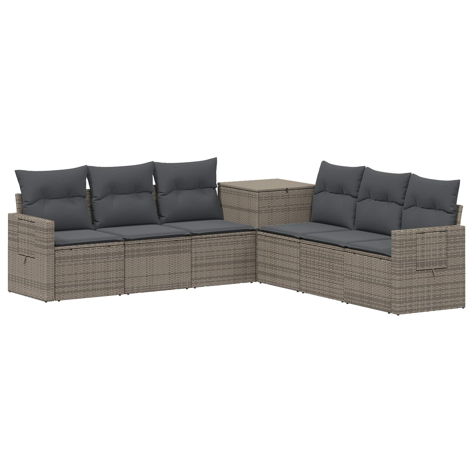 Sofa Set 7 pcs Grau und Dunkelgrau Polyrattan und Stahl
