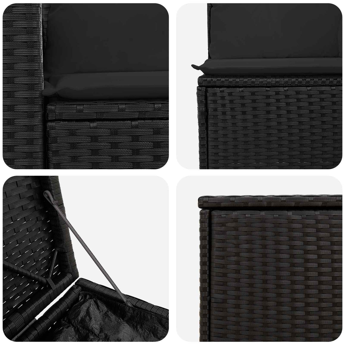 Sofa Set 7 stk. Schwarz Polyrattan und Stahl