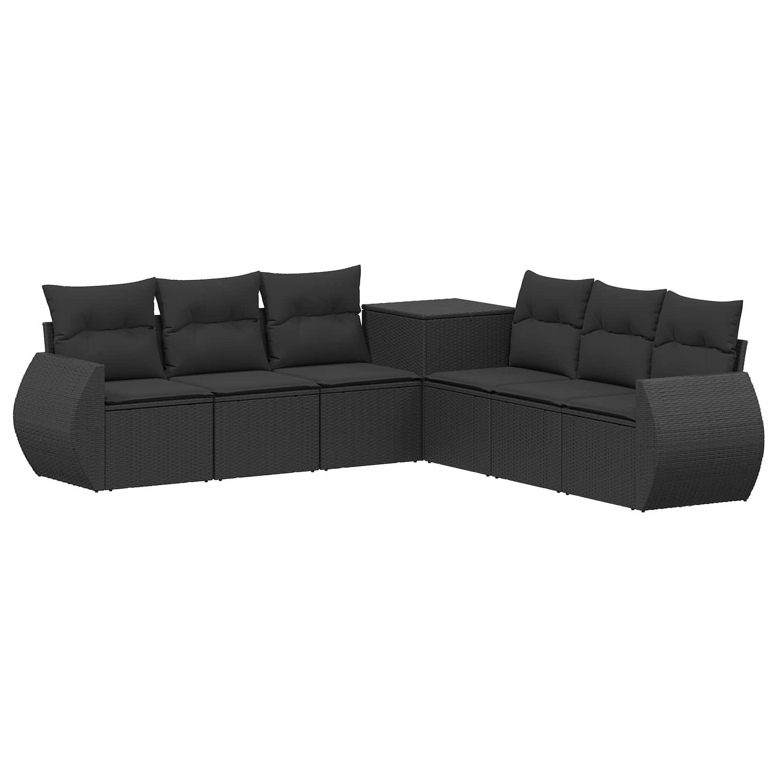 Sofa Set 7 stk. Schwarz Polyrattan und Stahl