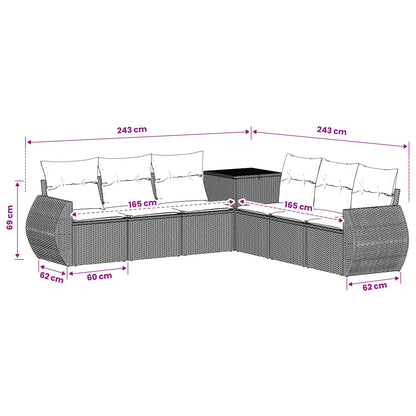 Sofa Set 7 stk. Schwarz 243 x 243 x 85 cm Polyrattan und Stahl