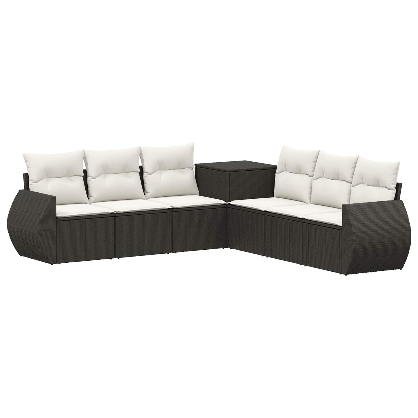 Sofa Set 7 pcs Schwarz und Cremeweiß Polyrattan und Stahl