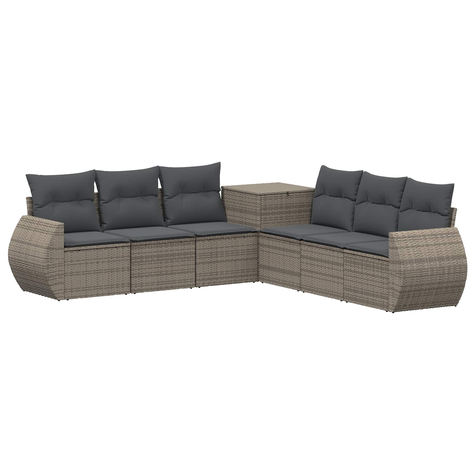 Sofa Set 7 pcs Grau und Dunkelgrau Polyrattan und Stahl