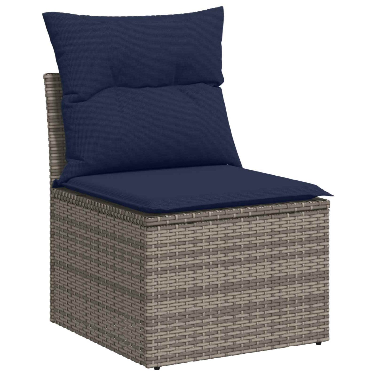 Sofa Set 7 stk. Grau und Marineblau Polyrattan und Stahl