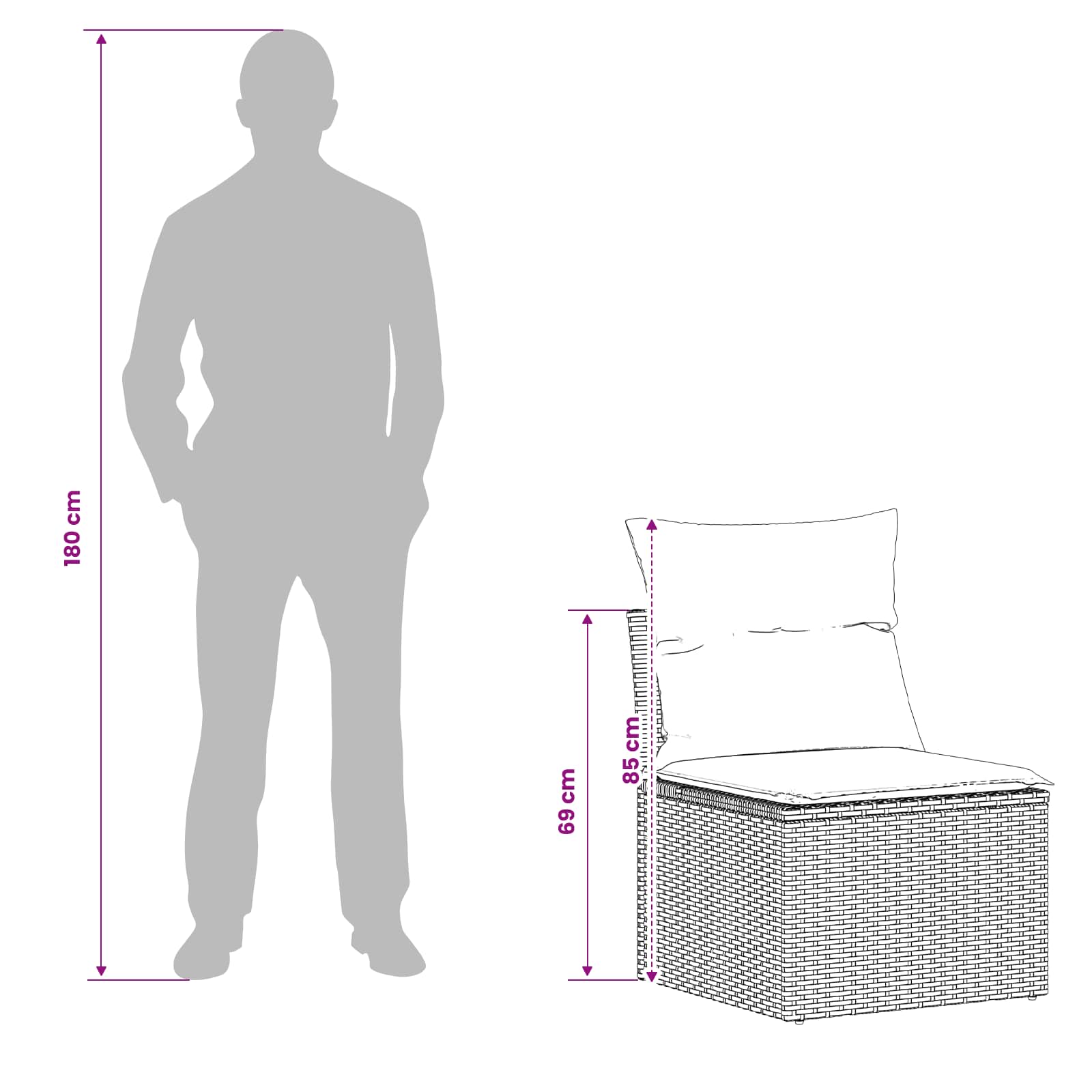 Sofa Set 7 stk. Schwarz Polyrattan und Stahl