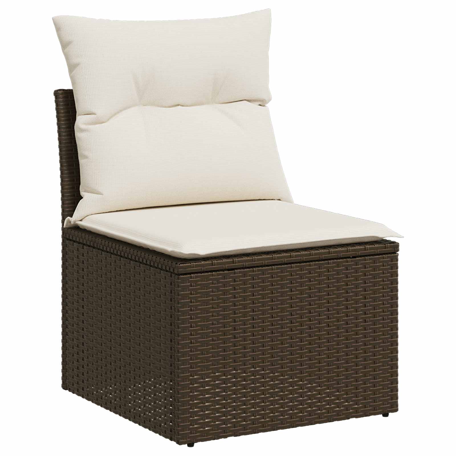 Sofa Set 7 pcs Braun und Creme Weiß Polyrattan und Stahl