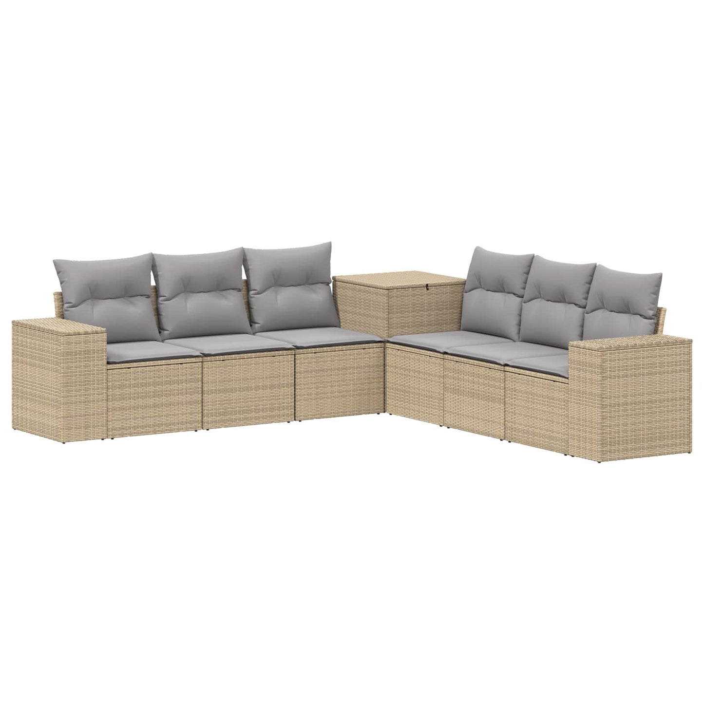 Sofa Set 7 pcs Beige und Hellgrau Polyrattan und Stahl